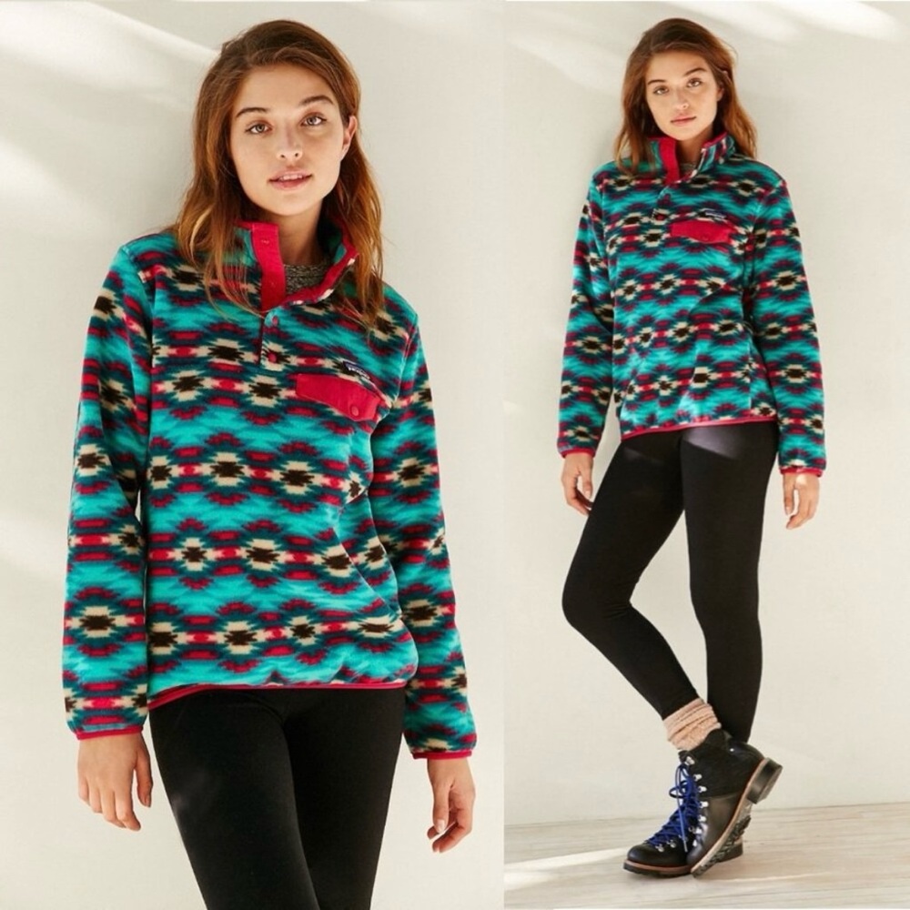 Patagonia Synchilla Snap T Pullover Fleece Aztec Beryl Green Wild Desert Western